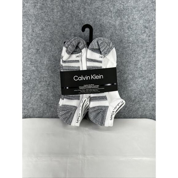 NEW Calvin Klein Men's Size 7-12 Cushion No Show Socks - 6 Pairs - White Grey - Picture 1 of 10